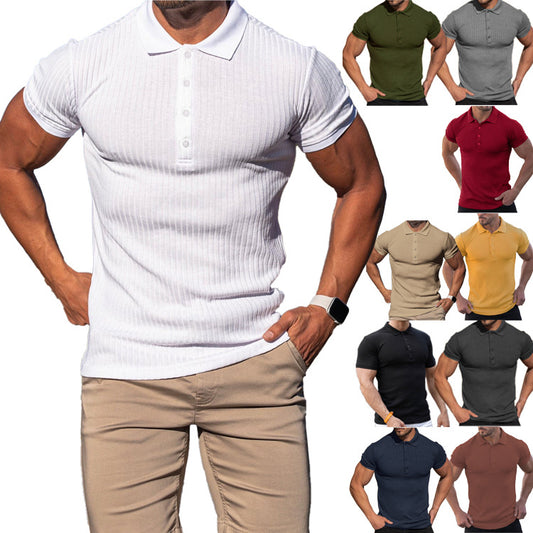 Chemise polo à manches courtes pour hommes en tissu structuré respirant avec col stylé Chic und Stil