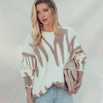 Pull femme décontracté en tricot avec motif unique Chic und Stil