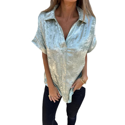 Dames Élégante Blouse en Satin avec Fini Brillant et Coupe Décontractée Chic und Stil