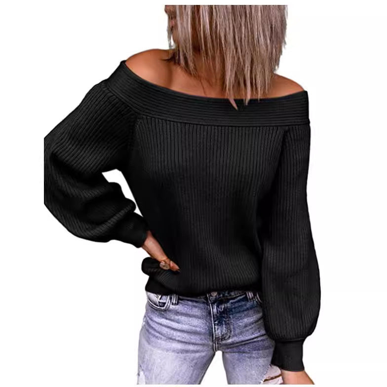 Dames Off-Shoulder Pullover avec des manches volumineuses Chic und Stil