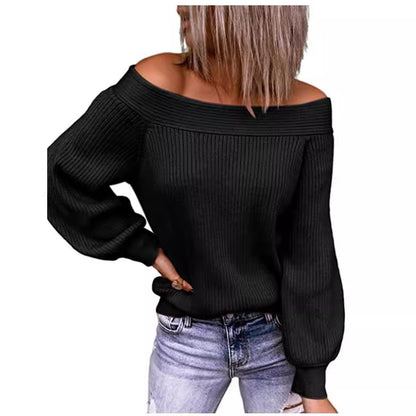Dames Off-Shoulder Pullover avec des manches volumineuses Chic und Stil