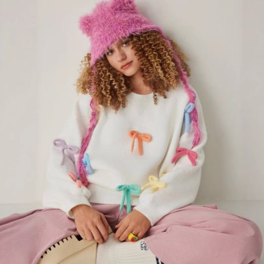 Femme pull en tricot créatif avec des appliqués colorés Chic und Stil