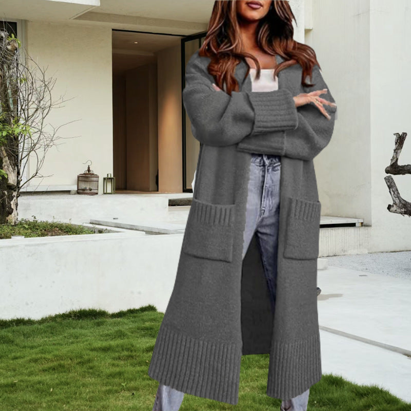 Dames grosse maille cardigan avec poches et coupe ample Chic und Stil