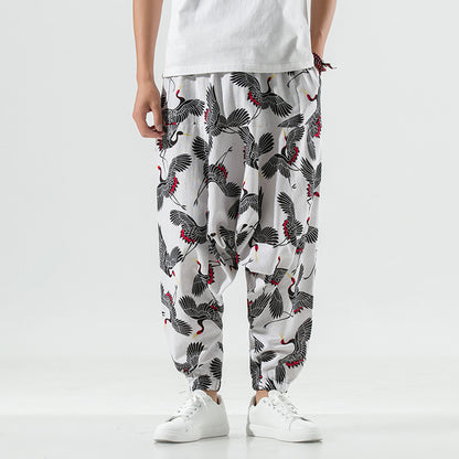 Casual Harem Pants for Men with Modern Print and Elastic Waist Chic and Style