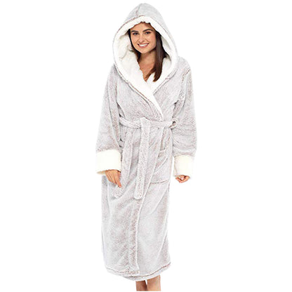 Ladies Cozy Fleece Robe with Hood and Belt Chic and Style