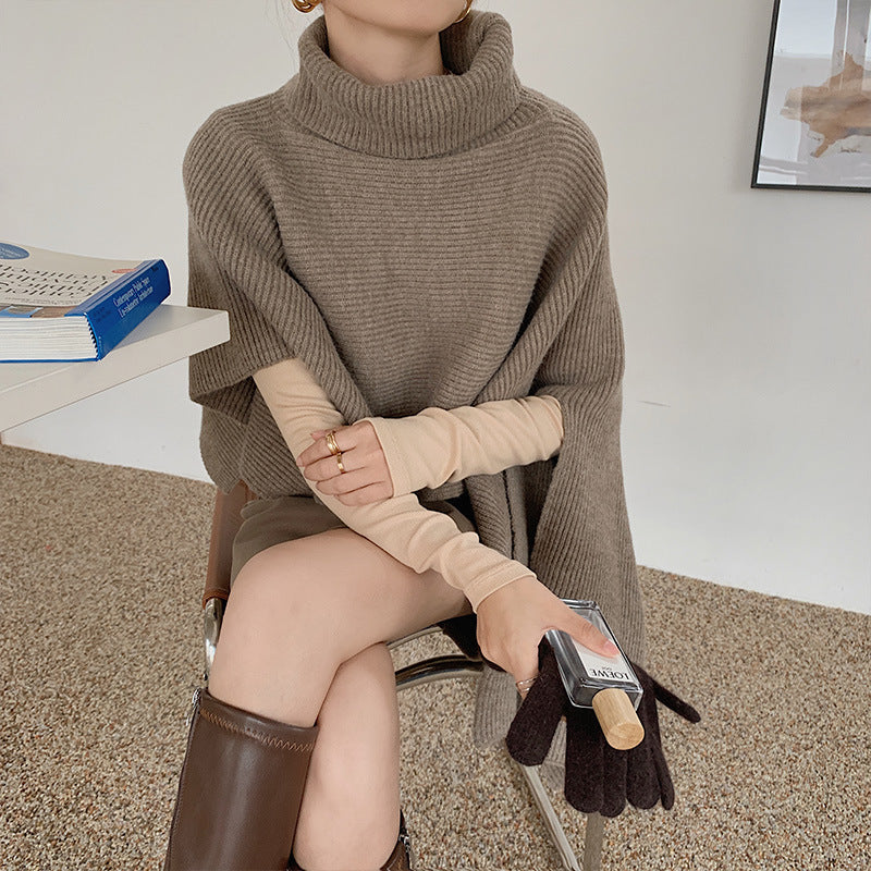 Pull en tricot oversize pour femmes avec col montant Chic und Stil