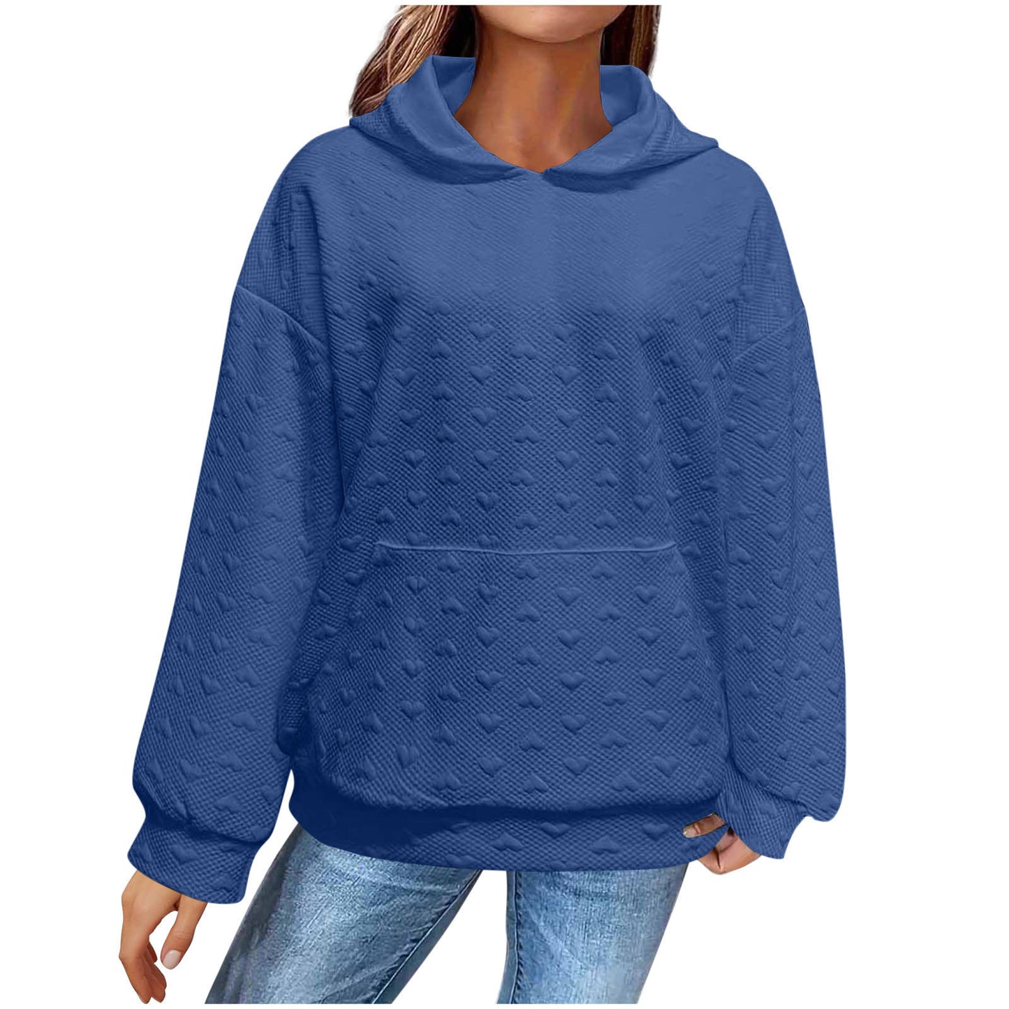 Pull à capuche pour femmes avec motif de cœur texturé Chic und Stil
