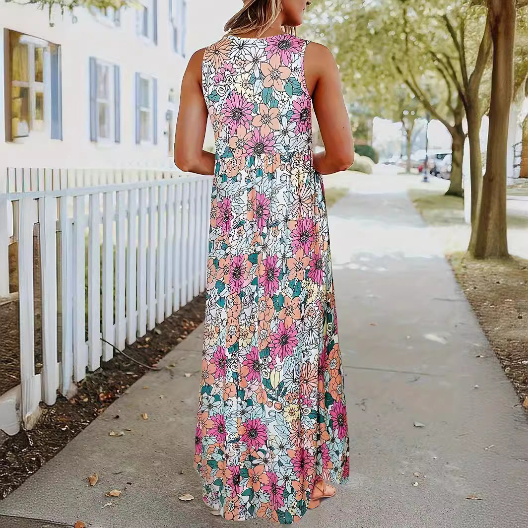 Robe maxi femme avec motif floral et poches pratiques Chic und Stil
