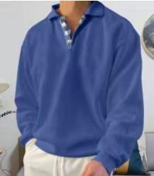 Chemise polo à manches longues pour hommes avec un élégant col en V et de stylieuses détails contrastés Chic und Stil