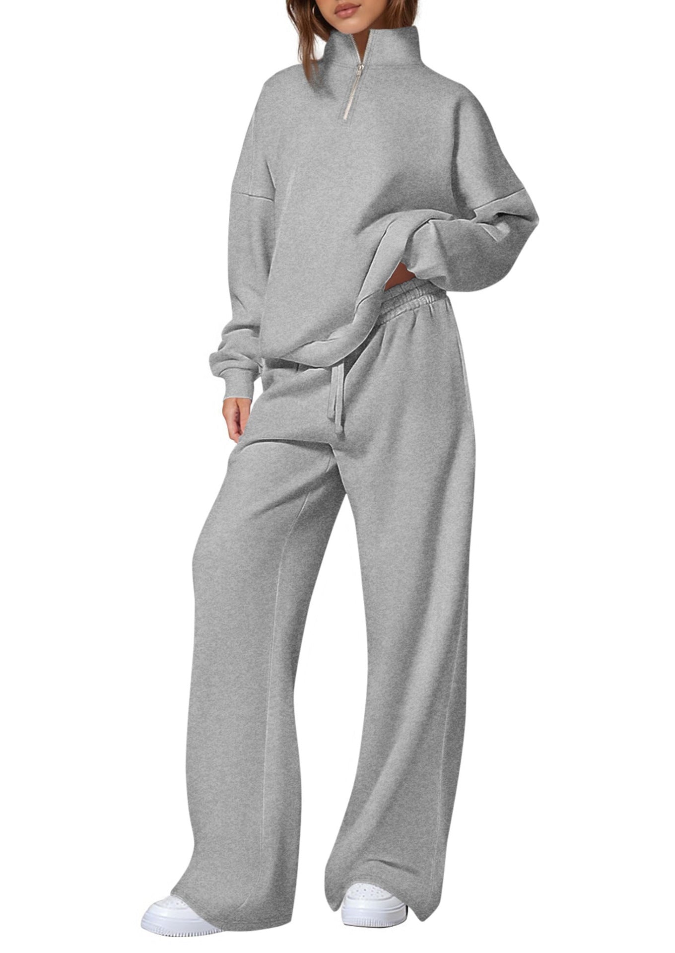 Ensemble de sweatpants décontracté pour femmes avec col montant et fermeture éclair Chic und Stil