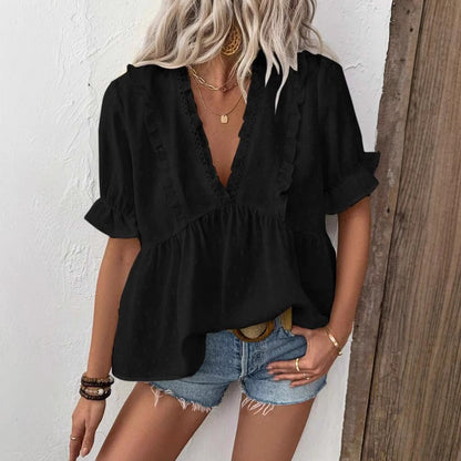 Dames élégante blouse avec détails en volants Chic und Stil