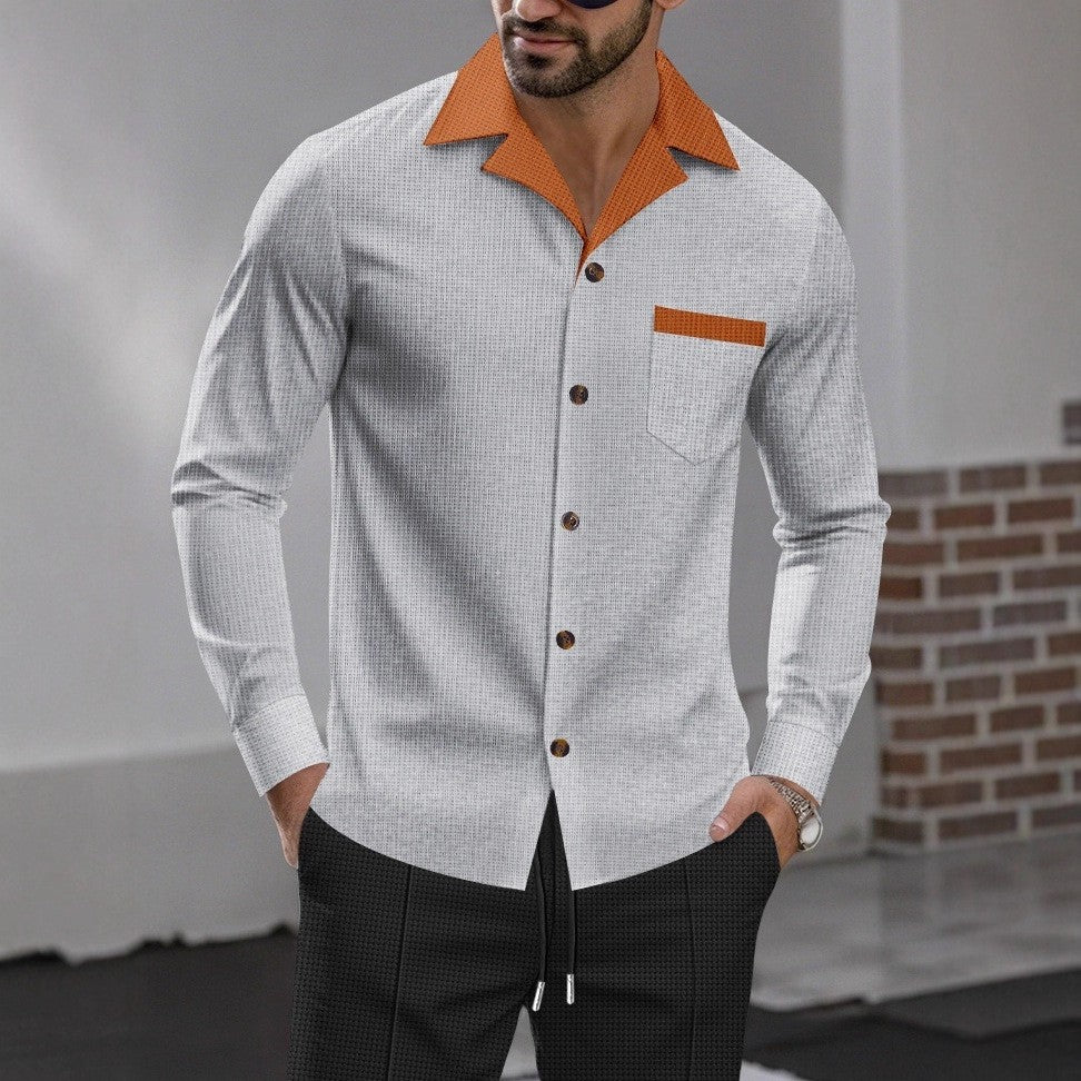 Chemise à manches longues stylée pour hommes avec un design texturé et une poche poitrine pratique Chic und Stil