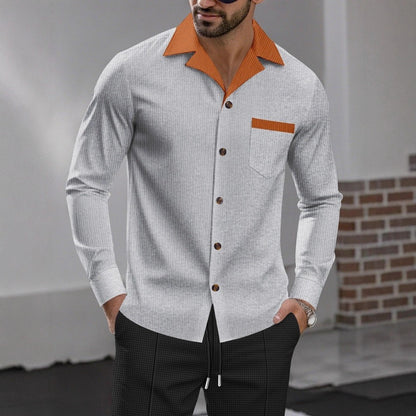 Chemise à manches longues stylée pour hommes avec un design texturé et une poche poitrine pratique Chic und Stil