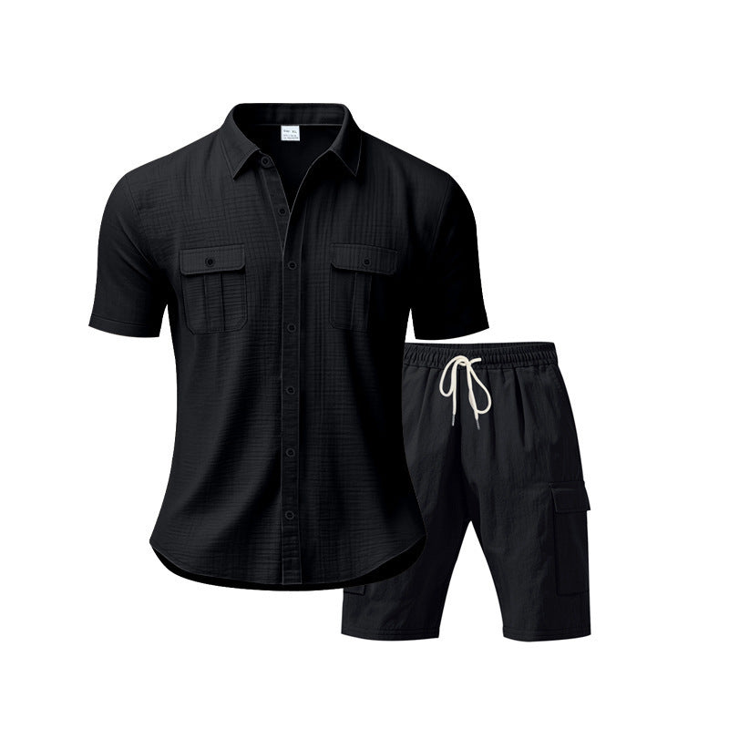Tenue de loisirs pour hommes avec chemise décontractée et shorts cargo pratiques Chic und Stil