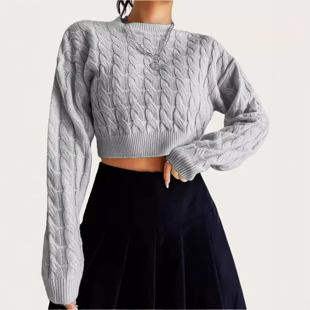 Pull over court en laine douce pour femmes avec motif torsadé Chic und Stil