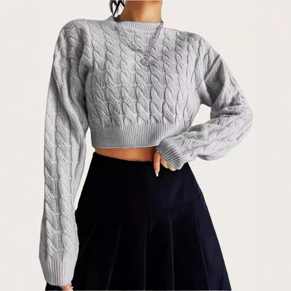 Pull over court en laine douce pour femmes avec motif torsadé Chic und Stil