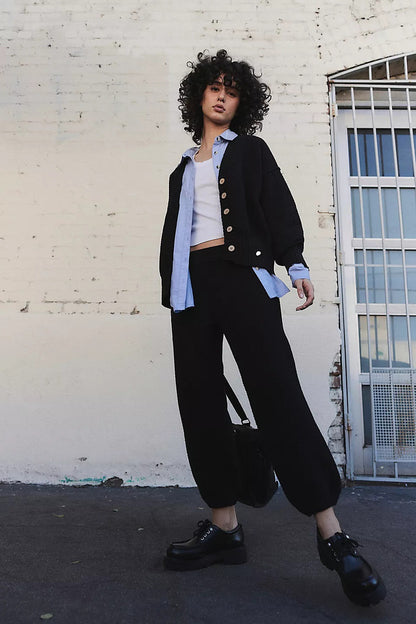 Dames Ensemble de loungewear en tricot décontracté avec haut ample et pantalons confortables Chic und Stil