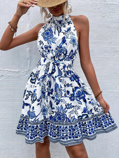 Robe Midi Fleurie Femme avec Design Dos Nu Chic und Stil