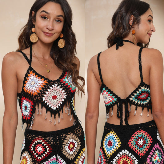 Bralette au crochet pour femmes fait main avec des détails en perles Chic und Stil
