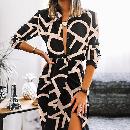 Robe chemise maxi imprimée pour femmes Chic und Stil