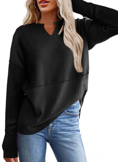 Pull-over en maille décontracté pour femmes avec décolleté en V et texture Chic und Stil