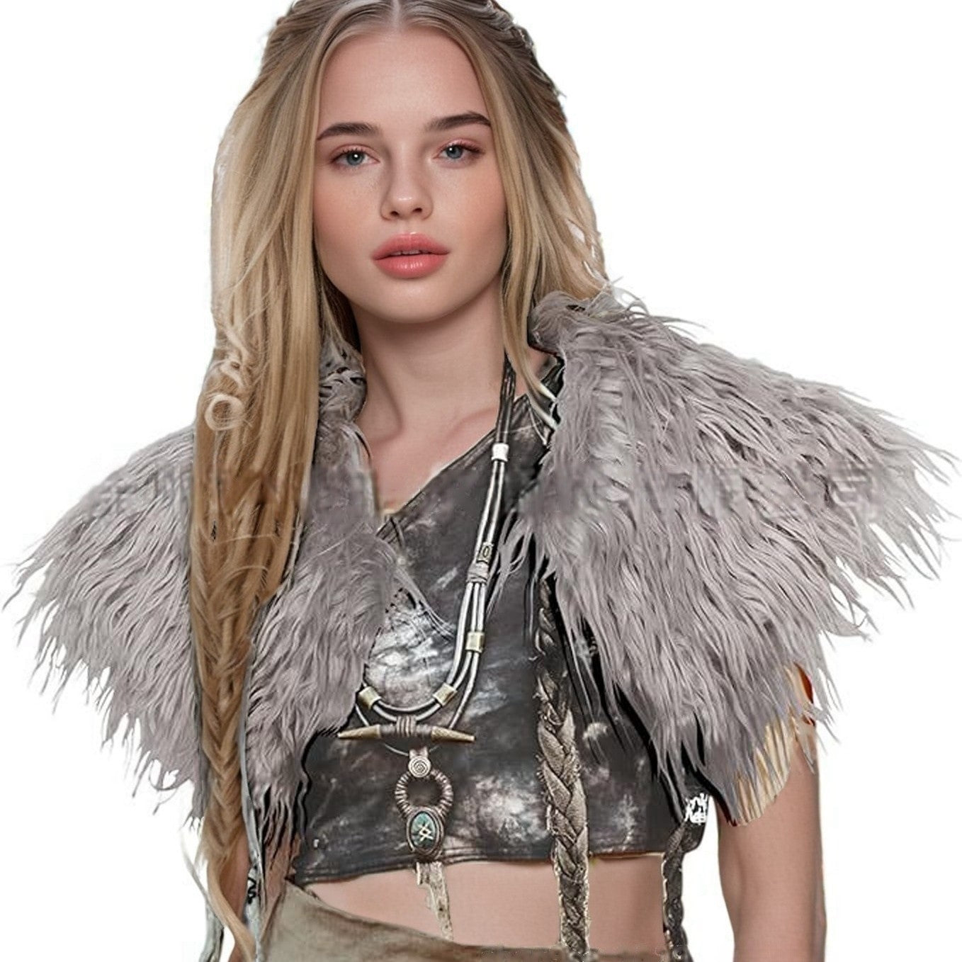 Dames col en fausse fourrure élégant avec ornements artistiques Chic und Stil