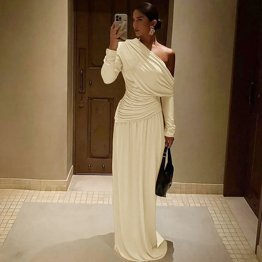 Robe maxi enveloppante élégante pour femmes à coupe asymétrique Chic und Stil