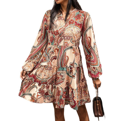 Femmes Robe Midi Imprimé Paisley Bohème Chic und Stil