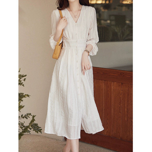 Robe midi fluide pour femmes avec boutonnière et ceinture Chic und Stil