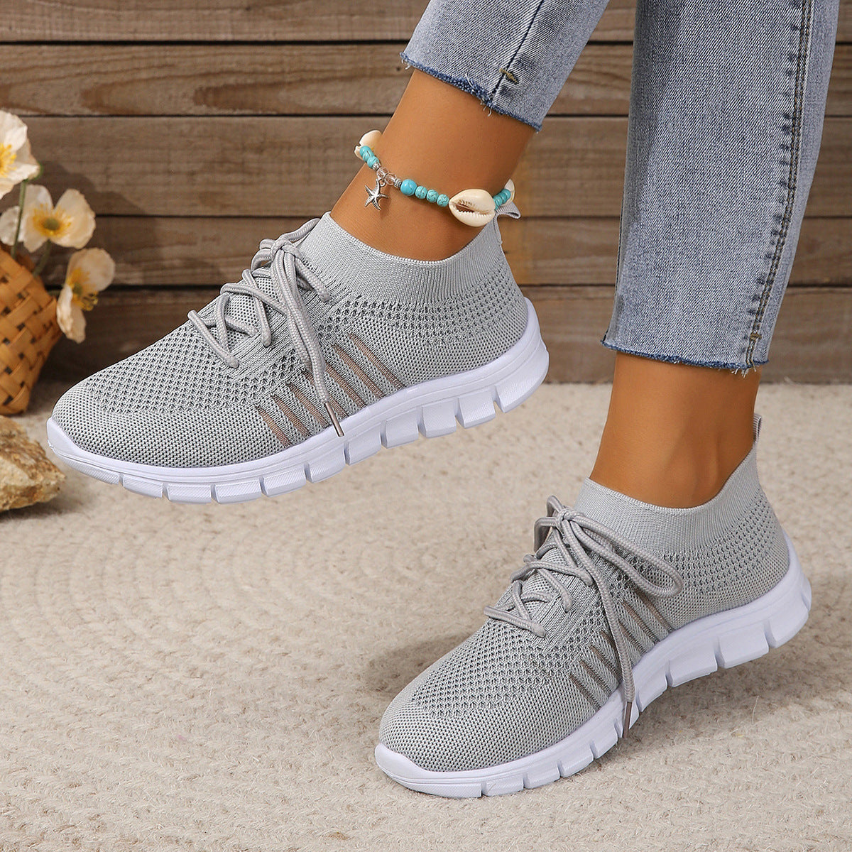 Baskets de sport pour femmes avec dessus en tricot respirant Chic und Stil
