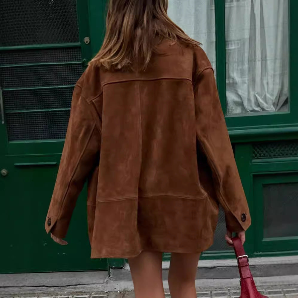 Dames élégante veste en daim dans un style surdimensionné Chic und Stil