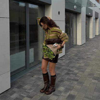 Dames Cardigan en tricot à motif rayé Chic und Stil