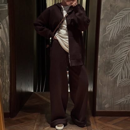 Oversized casual hooded sweatshirt set for women and wide pants Chic und Stil