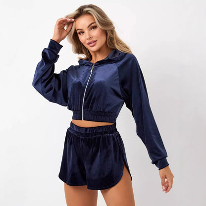 Dames élégant Fleece-Hoodie avec col haut et fermeture éclair Chic und Stil