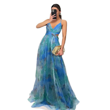 Femme Élégante Robe Maxi avec des détails découpés raffinés et un design fluide Chic und Stil