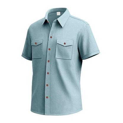 Chemise à manches courtes pour hommes avec un motif rayé pratique et deux poches poitrine Chic und Stil