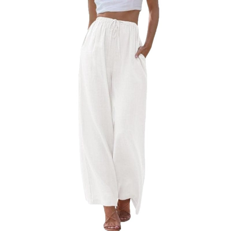 Wide palazzo pants for women with elastic waistband and side pockets Chic und Stil