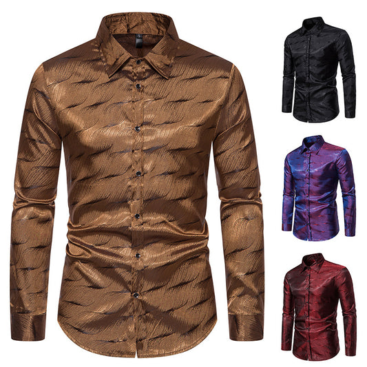 Chemise élégante à manches longues pour hommes avec motif ondulé brillant Chic und Stil
