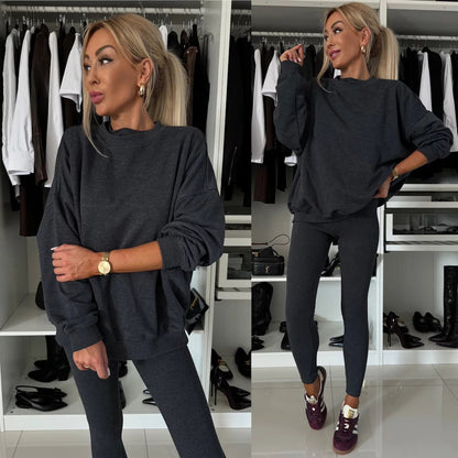 Dames élégant et confortable haut avec pantalon long décontracté Chic und Stil