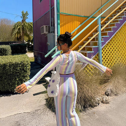 Chic and Style women's harem pants with colorful mesh design