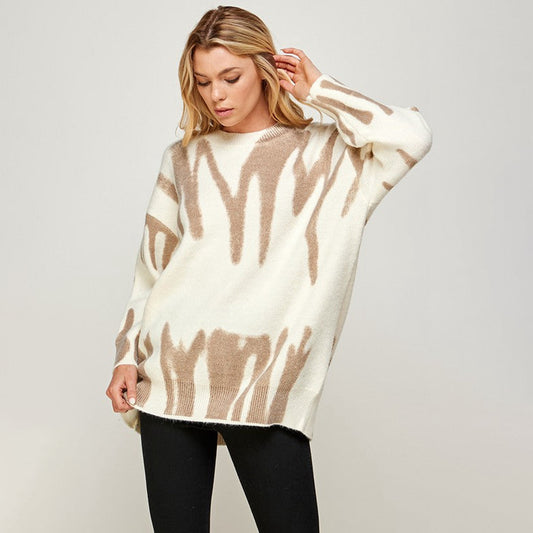Pull femme décontracté en tricot avec motif unique Chic und Stil
