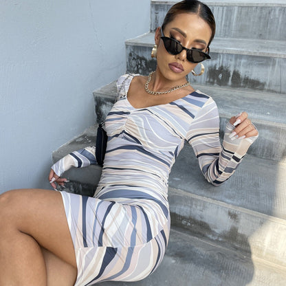 Robe Bodycon à imprimé abstrait pour femmes Chic und Stil