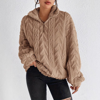 Pull en polaire surdimensionné à motif torsadé Chic und Stil