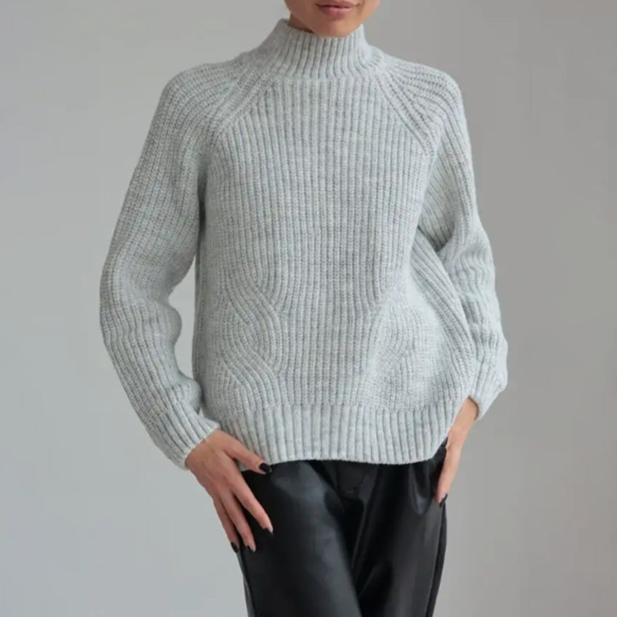 Pull en tricot pour femmes avec col montant et motif vague décoratif Chic und Stil