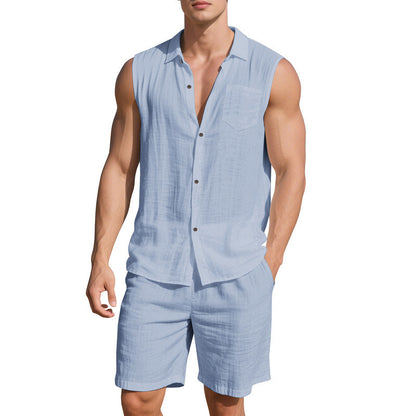 Tenue d'été décontractée pour hommes avec chemise sans manches et shorts Chic und Stil
