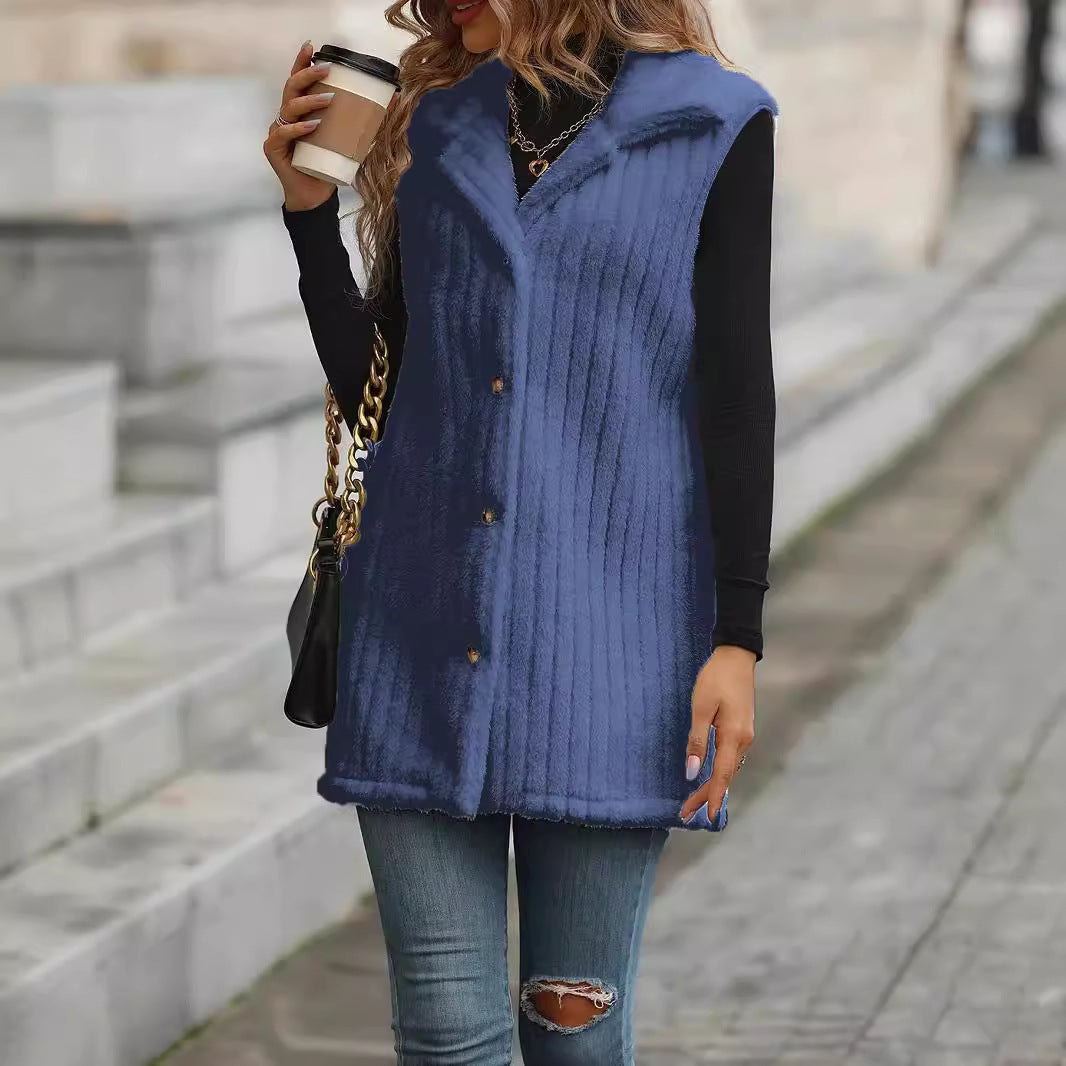 Dames élégante et chaude veste doublée avec fermeture à boutons Chic und Stil