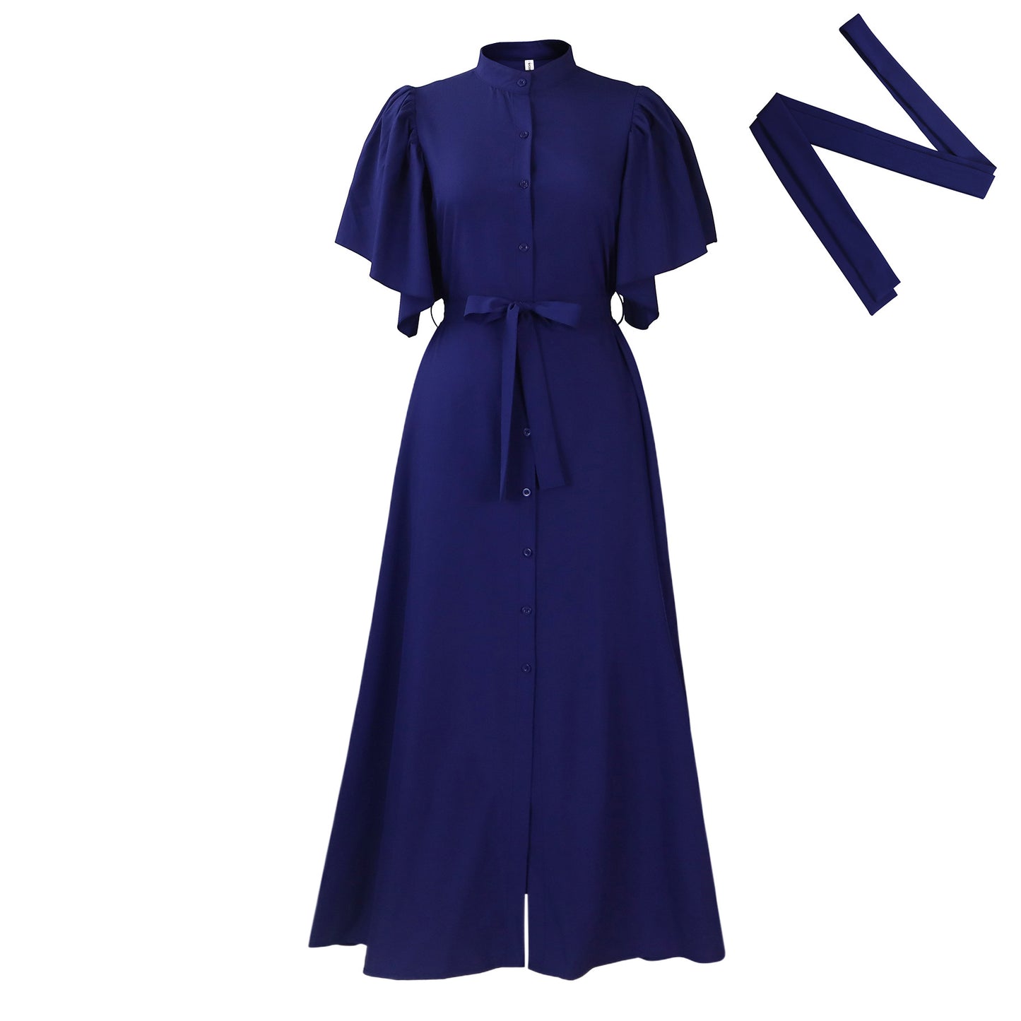Robe maxi pour femmes avec des manches bouffantes élégantes et une ceinture fine à la taille Chic und Stil