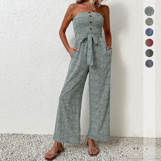 combinaison sans manche pour femmes à jambes larges avec détails de boutons Chic und Stil