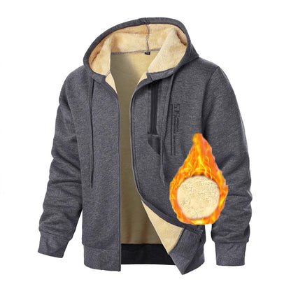 Veste à capuche en polaire pour hommes avec doublure chauffante et poches zippées pratiques Chic und Stil