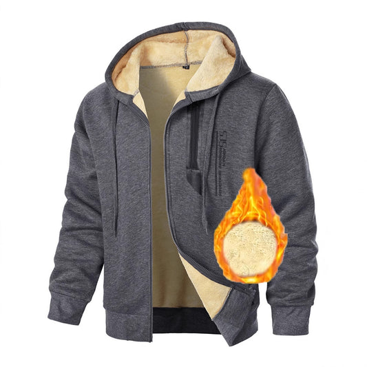 Veste à capuche en polaire pour hommes avec doublure chauffante et poches zippées pratiques Chic und Stil